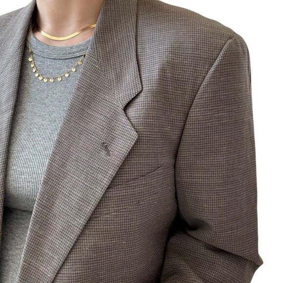Vintage Georgio Armani Wool Linen Flax Blend Oversized Unisex Gray Blazer 38R - Picture 5 of 9